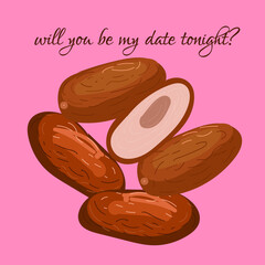 puns of dates fruit vector illustratin