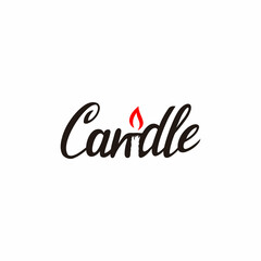 Candle logo design. Vector illustration of typography candle text. modern logo design vector icon template
