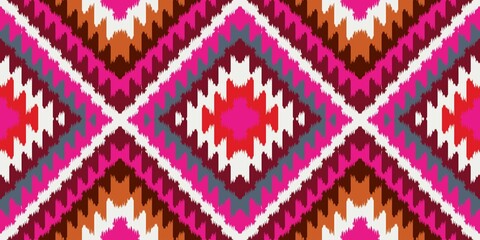 Beautiful Ikat art. The Navajo seamless colorful pattern in tribal, folk embroidery, Mexican Aztec geometric rhombus art ornament print.Design for carpet, wallpaper, clothing, wrapping, and fabric.