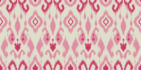 Motif ethnic handmade beautiful Ikat art. Ethnic abstract floral pink background art. folk embroidery, Peruvian, Indian, Asia, Moroccan, Turkey, and Uzbek style. Aztec geometric art ornament print.