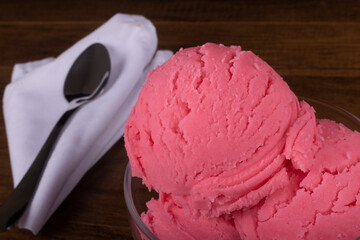 Tasty strawberry flavored ice cream.