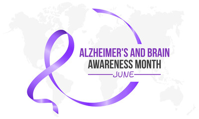 Alzheimer's and brain awareness month in every June. Annual health awareness concept for banner, poster, card and background design.