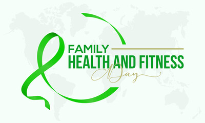 Family health and fitness day. June 11. Annual family health awareness concept for banner, poster, card and background design.