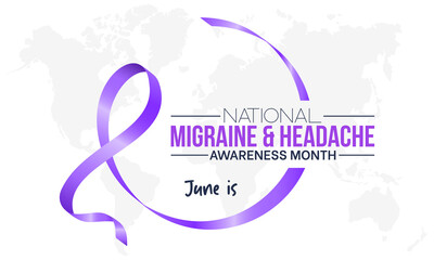 National Migraine and Headache Awareness Month in every June. Annual health awareness concept for banner, poster, card and background design.