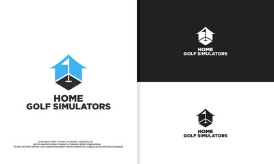 home golf simulator logo. virtual golf game logo