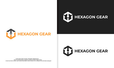 hexagon gear logo design illustration, modern logo design