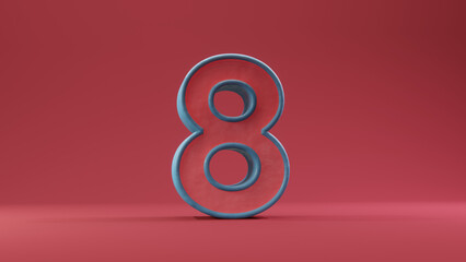 number text red in background red 3d illustration rendering, countdown text number text red color