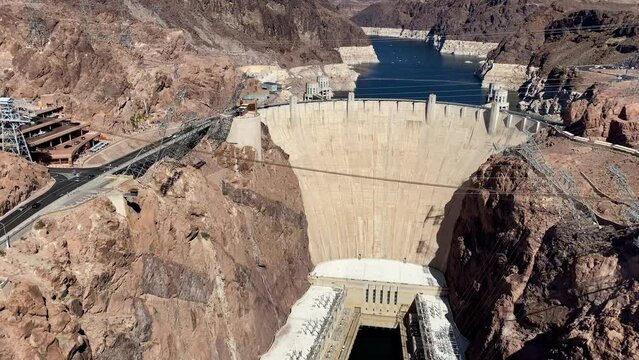 The massive Hoover Dam and Lake Mead on the border of Nevada and Arizona.