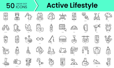 Obraz na płótnie Canvas Set of active lifestyle icons. Line art style icons bundle. vector illustration