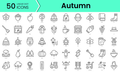 Set of autumn icons. Line art style icons bundle. vector illustration