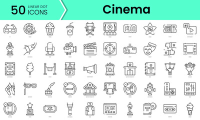 Set of cinema icons. Line art style icons bundle. vector illustration - obrazy, fototapety, plakaty