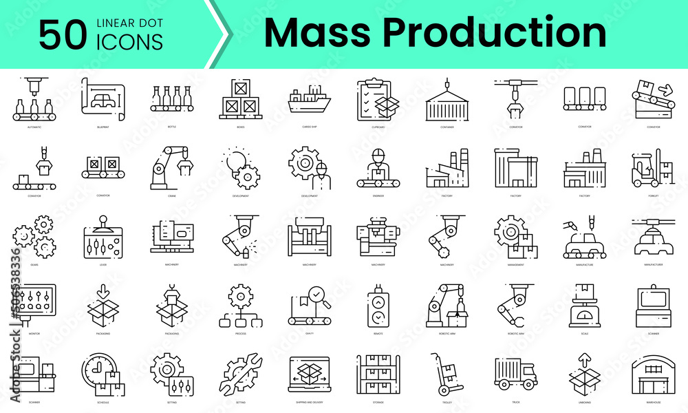 Wall mural set of mass production icons. line art style icons bundle. vector illustration - Wall murals