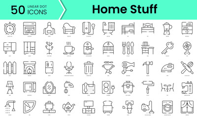 Set of home stuff icons. Line art style icons bundle. vector illustration