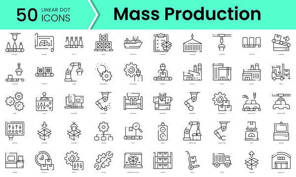 Set of mass production icons. Line art style icons bundle. vector illustration