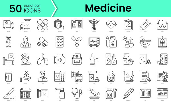 Set of medicine icons. Line art style icons bundle. vector illustration