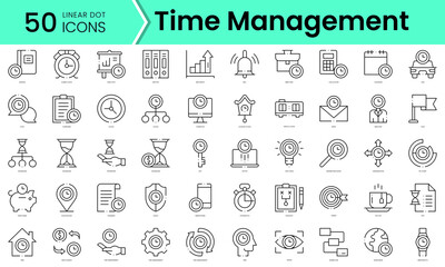 Fototapeta na wymiar Set of time management icons. Line art style icons bundle. vector illustration