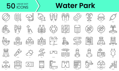 Set of water park icons. Line art style icons bundle. vector illustration