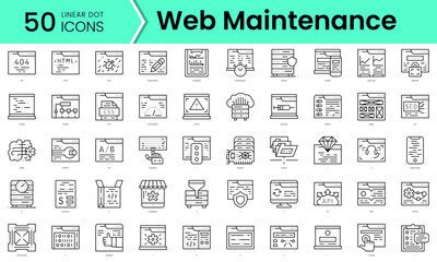 Set of web maintenance icons. Line art style icons bundle. vector illustration
