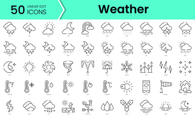Set of weather icons. Line art style icons bundle. vector illustration