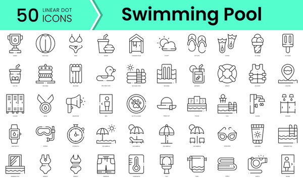 Set of swimming pool icons. Line art style icons bundle. vector illustration