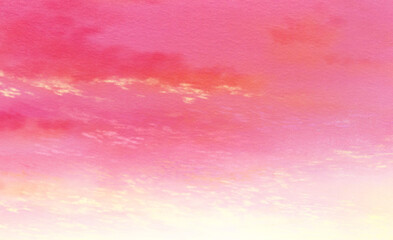 オレンジがかったピンク色の夕焼け空の風景イラスト　コピースペース