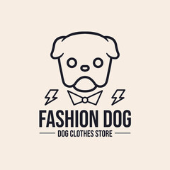 cute outline dog head logo concept