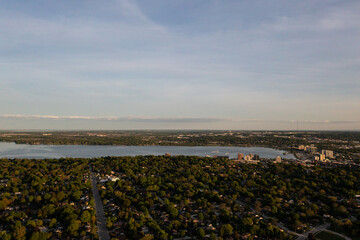 Barrie at sunset houses and views of lake Simco in the summertime