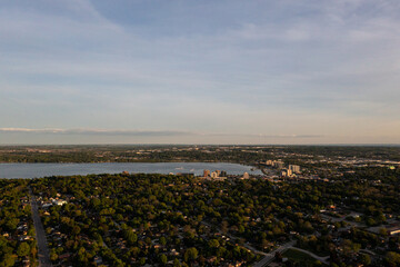 Barrie at sunset houses and views of lake Simco in the summertime
