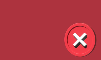 Obraz premium Cross mark 3d icon. Red cross mark. Cross mark concept 3d illustration