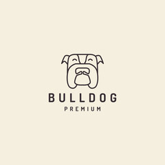 bulldog head pet with style line logo design vector icon illustration