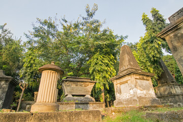 KOLKATA, WEST BENGAL , INDIA - NOVEMBER 2ND 2014 : Old cemetery at south Park Street, Kolkata. It...