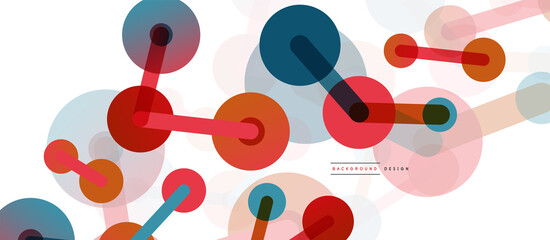 Line points connections geometric abstract background. Circles connected by lines. Trendy techno business template for wallpaper, banner, background or landing