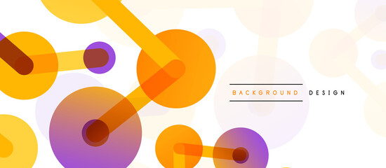 Line points connections geometric abstract background. Circles connected by lines. Trendy techno business template for wallpaper, banner, background or landing