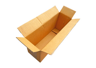 Empty brown paper box on white background