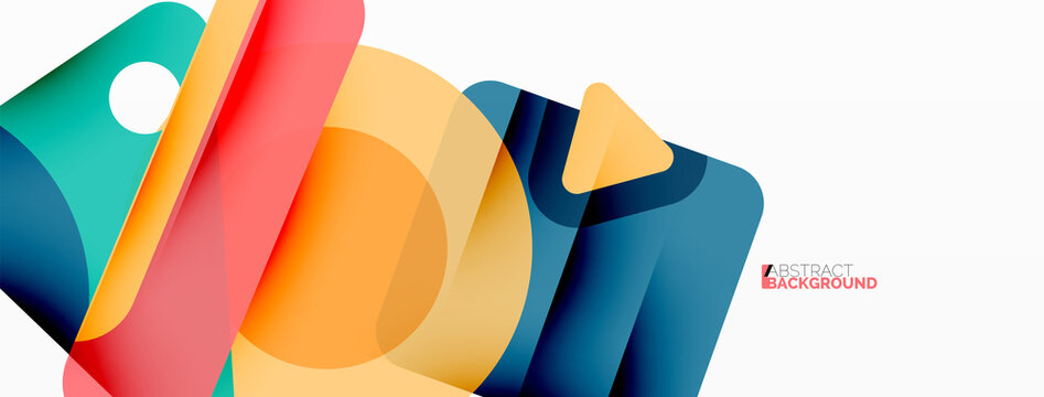 Primitive geometric shapes - line, triangle, square and circle composition. Vector geometric minimal abstract background for wallpaper, banner, background, landing page