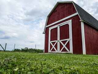 red barn and blue sky