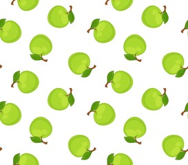 Ripe apples with green leaves and branches print