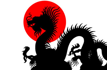 Silhouette statue of chinese dragon