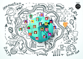 Fototapeta na wymiar Sketch plan Business icon various - think creativity modern Idea and Concept illustration -Vector