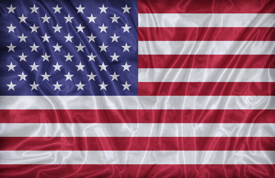 United States flag pattern on the fabric texture ,vintage style