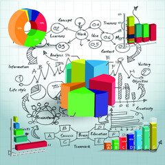 Graph chart Percent - Illustration modern Business Steps Infographics Template Idea and concept design - Vector
