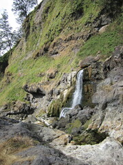 Hot spring at Mount Rinjani. A rocky volcano mountain in Lombok Island, Indonesia.