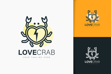 Love crab logo design linear style