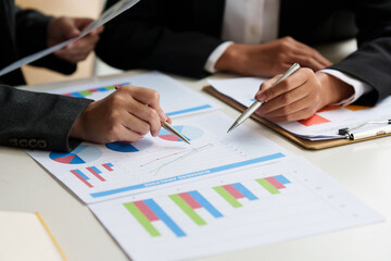 Group of Businesswoman and Accountant checking data document for investigation of corruption account. Anti Bribery concept.