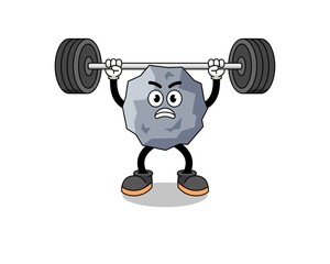 Fototapeta na wymiar stone mascot cartoon lifting a barbell