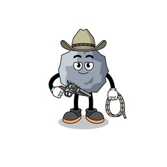 Character mascot of stone as a cowboy