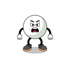 rice ball cartoon illustration with angry expression