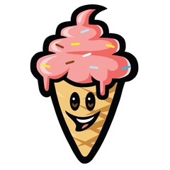 Ice Cream Cartoon Gelato Logo Mascot Character Design Template