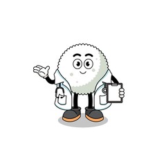 Cartoon mascot of rice ball doctor