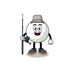 Mascot Illustration of rice ball fisherman